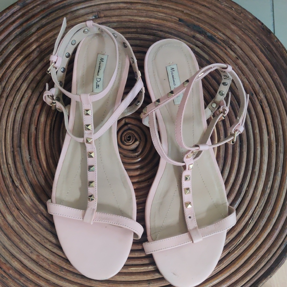 Massimo Dutti Pink Studded Sandals